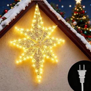 48 x 40.5 in Christmas Bethlehem Star Outdoor Additional 120V LED Light String with Us Plug Outdoor Bethlehem Christmas Light Waterproof Lighted Xmas Star Hanging for Xmas Decor