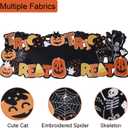 Embroidered Halloween Table Runner Skeleton Spooky Black Cat 72 Inches Long Ghost Skull Cutout Spider Web Pumpkin Coffee Dining Table Runner for Party