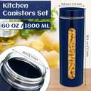 Mimorou 6 Pack Kitchen Canisters Set Airtight Coffee Sugar Tea Storage Jars with Window Glass Stainless Steel Containers with Lids for Flour Cookies Spices Grains Kitchen Decorations(Navy Blue,60 oz)
