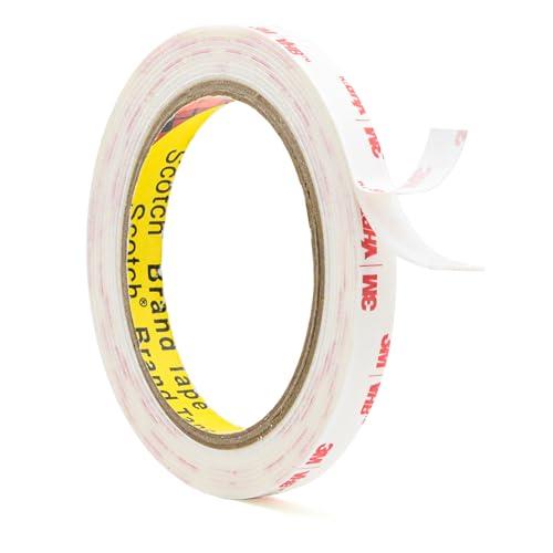 0.39in X 9.85ft Double Sided Tape Heavy Duty, Removable Mounting Tape for Wall, White Sticky Foam Tape, Picture Hanging Strips & Poster Hanger, Waterproof Adhesive Strips for LED Light