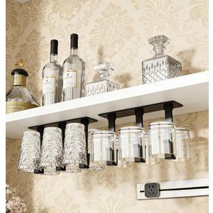 2Pack Under-Cabinet Wine Glass Holder,Coffee Mug Rack Hooks, No-Drill Installation Coffee Cup Rack Hooks for Kitchen,Living Room,Office