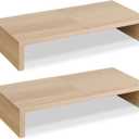 TEAMIX 2 Pack Monitor Stand Riser-20 inch, Wooden Desktop Riser for TV/PC/Laptop/Printer, Cozy Monitor Riser with Storage, Computer Stand Space-Saving (Maple)