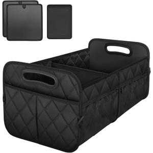 Deosk Collapsible Car Organizer with 6 Pockets, Multi-Compartment Trunk Storage - Black (Large)