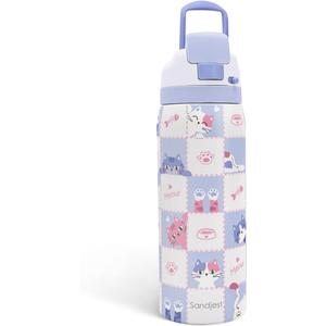 Gift for Cat Lover Stainless Steel Water Bottle, Vacuum Insulated, Push-Button Lid, 32 oz for Cat Mom Women Girls Friends Teens Birthday Christmas
