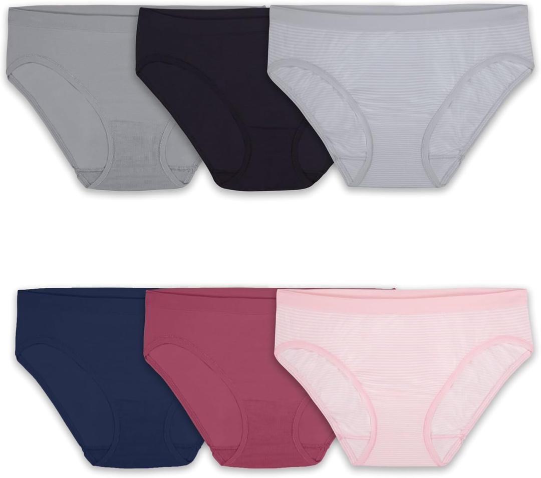 Fruit of the Loom womens No Show Seamless Underwear, Amazing Stretch & No Panty Lines, Available in Plus Size (6, Bikini - 6 Pack - Colors May Vary) Fruit of the Loom womens No Show Seamless Underwear, Amazing Stretch & No Panty Lines, Available in Plus Size (6, Bikini - 6 Pack - Colors May Vary)