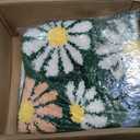 Toilet Rugs U Shaped, Non Slip Cute Floral on Green Bathroom Rugs
