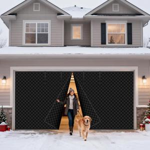Winter Garage Door Screen,16 x 7Ft Garage Door Insulation Kit 2 Car, Magnetic Thermal Insulated Garage Cover Curtain, Heavy Duty Garage Privacy Screen, Weatherproof Soundproof, Blackout