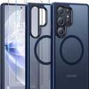 Meifigno Magnetic Case Designed for Samsung Galaxy S25 Ultra 6.9, [Compatible with MagSafe][2X Screen Protectors][Mil-Grade Drop Protection], Translucent Matte Back, Case for Galaxy S25 Ultra, Blue