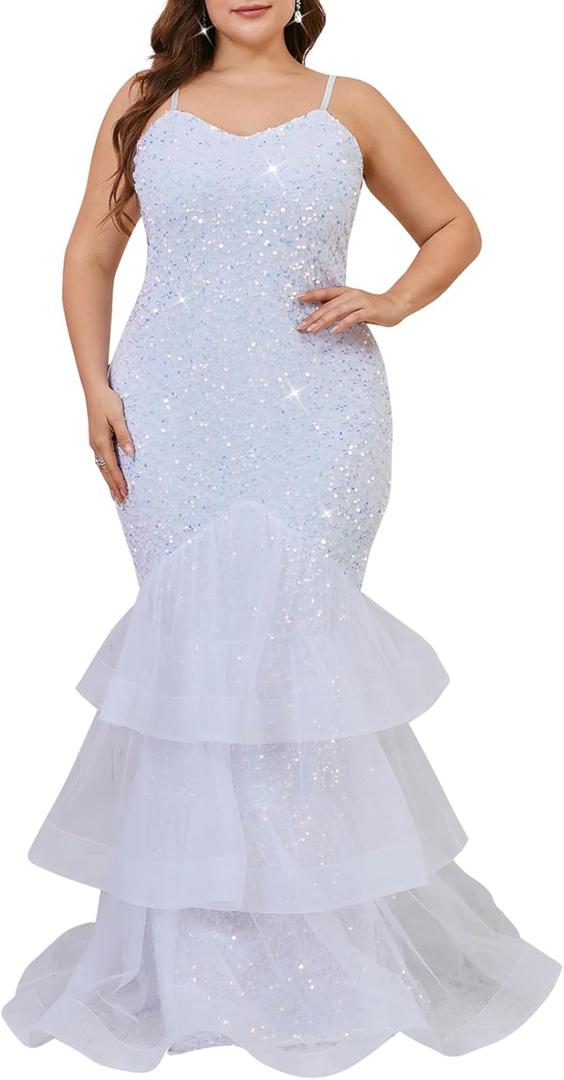 dasmzper Women Sexy Sleeveless Sequin Mesh Patchwork Maxi Dress Red Plus Size Sling Cocktail Party Formal Gowns