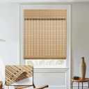 Cordless Bamboo Roman Shades, Light Filtering Bamboo Blinds Shades for Indoor Windows, UV Protection Roll Up Blinds for Home, Office, 36" W x 64" H, Natural