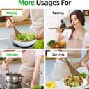 Ecavria 2PCS Wooden Spatula, 12.8IN Wooden Flat Frying Spatulas, Long Handle Wood Turner for Non-Stick Cookware, Natural Wood Cooking Utensils, Healthy, Sturdy & Heat-Resistant