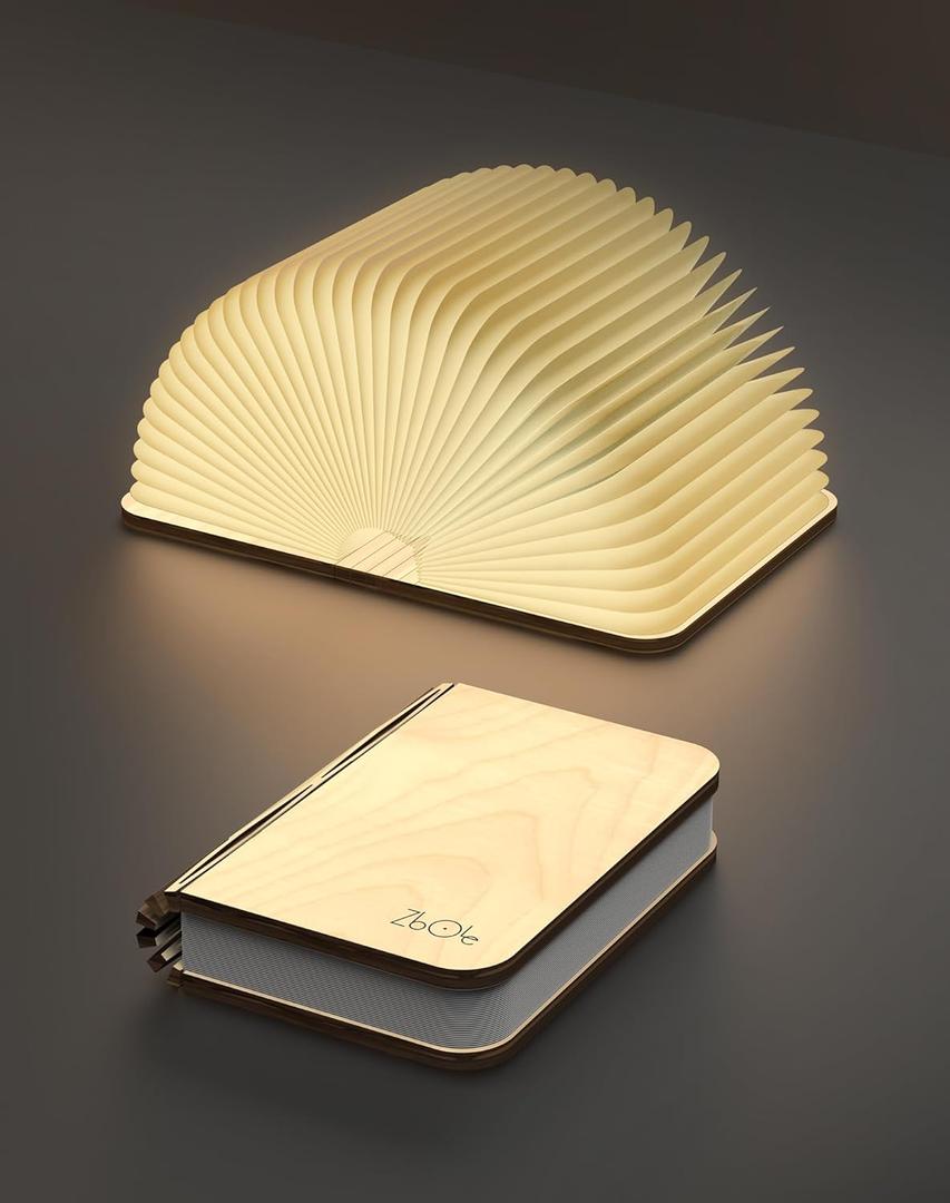 4.7 Inch Inch Wooden Book Lamp, Book Lovers Gifts,Teacher Appreciation Gifts for Women, LED Ambient Lighting, Magnetic Mood Lighting for Home&Library Decor (Maple)
