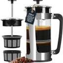 ESPRO Plus P5 French Press Coffee Maker – Patented Double Micro-Filter for Grit Free Brew, Heat-Resistant Thicker Borosilicate Glass Coffee Press – (32 oz)