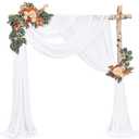 Wedding Arch Draping Fabric,4 Panels 28" x18ft White Wedding Arch Drapes for Ceremony Sheer Chiffon Fabric Drapes Arbor Drapery Decorations for Reception Party