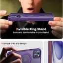 360° Rotatable Magnetic Stand for iPhone 15 Case Compatible with Mag-Safe 16FT Military Drop Protection, Anti-Scratch/Fingerprint Shockproof iPhone 15 Phone Case(Matte-Purple)