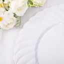 U-QE 100 Pieces White Plastic Plates - Premium White Disposable Plates for Wedding and Party Use Including 50PCS 9 '' Dinner Plate & 50PCS 6.5 '' Dessert Plate