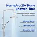 Shower Filter for Hard Water to Remove Chlorine and Fluoride, 20 Stage Shower Head Water Filter System for Itchy Skin or Dandruff, High Output Filtered Showerhead with Cartridge, chrome