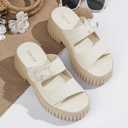 UBFEN Womens Chunky Wedge Platform Sandals Adjustable Double-Strap Square | Toed Open-Toe Style Suitable for Outdoor Casual Wear