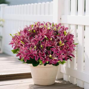 Artificial Lily Flowers 14'' for Outdoors 6 Bundles Fake Flowers Plastic Plants UV Resistant for Home Garden Spring Summer Outdoor Indoor Decorations (Red)
