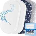 Bassinet Sheets & Waterproof Bassinet Mattress Pad Protector 4 Pack Set, Viscose Terry, Universal Fit for Oval, Hourglass and Rectangular Mattress, Grey & Navy (32" X 17")