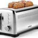 4 Slice Toaster, CUSIMAX Extra-Long Slots for Artisan Bread, Quick Glance Function, 9 Shade Settings, Bagel/Defrost/Cancel Functions, Removable Crumb Tray, Cool-Touch Stainless Steel Body