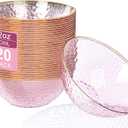 Rubtlamp 20 Pack Clear Pink Disposable Bowls, Pink Plastic Bowls with Gold Rim, 12-16oz Premium Heavy Duty Plastic Dinner Bowls for Party, Wedding and Holiday