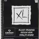 Canson XL Series Drawing Paper, Black, Wirebound Pad, 11x14 inches, 40 Sheets (92lb/150g) - Artist Paper for Adults and Students - Colored Pencil, Ink, Pastel, Marker
