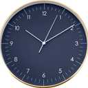 LUUK LIFESTYLE Modern Wall Clock with Silent Quartz Movement, Stylish & Functional, Decoration for Living Room, 12 inch, in Dark Blue & Gold