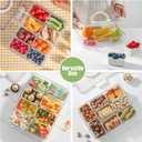 Snackle Box Container with Sealed Lid  Portable BPA-Free Snack Box with Foldable Handle, Divided Serving Tray for Fruit, Candy, Nuts & Veggies  Perfect for Travel, Picnic, Beach & Party 11.8" x 8.8" (White)