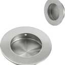 HOMOTEK 2 Pack Round Sliding Closet Door Handles Diameter 2-1/2 in(65mm) Brushed Stainless Steel Flush Pocket Pulls Recessed Bypass Door Handles, Stainless Steel Barn Door Finger Pull Set