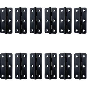 KUMGROT 12pcs Matte Black Door Hinges, 3 Inch Modern Metal Flat Folding Butt Cabinet Door Hinges