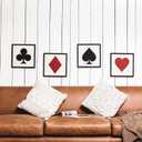Poker Wall Art Decor Game Room Decor Framed Wooden Square Accessories Hanging Vintage Rustic Masculine Decorative Wall Signs for Boy Man Room Living Room Bedroom Gift for Gaming Lover, Set of 4