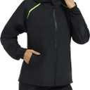 LAZAWG Rain Jackets Women Lightweight Raincoat Hooded Waterproof Windproof Rain Coat for Travel Outdoor (Black, XXL)
