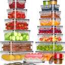 36-Piece Food Storage Containers with Lids(18 Container & 18 Lid), Plastic Food Containers for Pantry & Kitchen Storage and Organization, BPA-Free, Leak Proof, Reusable with Labels & Pen