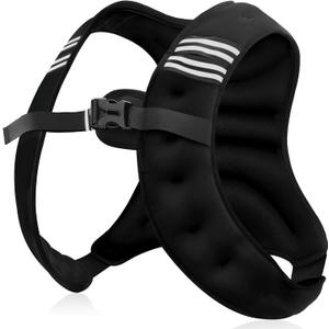 NATURELUX Weighted Vest Men or Women - 5/10/15/20/25/30lbs Weights with Reflective Stripe, Weighted Vest for Workout Equipment for Strength Training Running - Walking Weight Loss (Black)