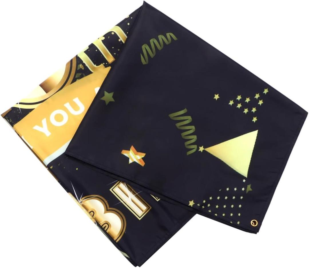 MERRYHAPY Birthday Party Backdrop Banner Chic Photo Banner for Birthday Celebration Hanging Decoration for Use for Fun Party Photos