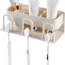 Bathroom Toothbrush Holders, Drill-Free Toothbrush Holder Wall Mounted- Toothbrush & Cup Holder, Tooth Brushing Holder and Bathroom Accessories (Three Holes)