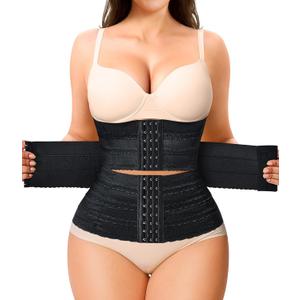 Nebility Waist Trainer for Women Corset Shapewear Tummy Control Segmented Waist Cincher Workout Girdle (Medium, Black)