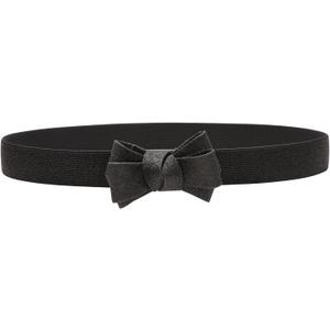 Womens Belts for Dress Skinny Thin Bow Decor Elastic Belt for Women Wasit (M: Fit Waist 29"-32", Black)
