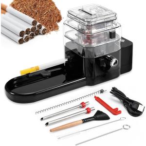 Automatic Rolling Machine Electric Cigarette Injector Machine for Tubes King/Regular/Slim 100s Cigarette and Pre Roll Cones Cigarette Injector Roller Machine (Black)