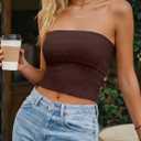 LILLUSORY Womens 2026 Summer Strapless Tube Tops Y2K Stretchy Bandeau Crop Clothes for Beach Vacation and Going Out (Brown, S)