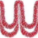 50Ft Christmas Red Tinsel Garland Xmas Tree Decorations Metallic Glitter Twist Garland for Christmas Decorations Anniversary Birthday Wedding Holiday Supplies Indoor Outdoor Supplies