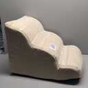 Dog Ramp and Stairs for Small Dogs & Cats,3-Step Pet Stairs for Couch Sofa and Chair,Indoor Anti-Slip Dog Stairs for Old Cats and Puppy,Beige