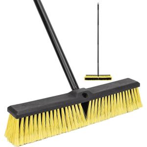 18 Inches Push Broom Outdoor- Heavy Duty Commercial Broom with 64.5" Long Handle and Stiff Bristles for Patio Garage Deck Concrete Wood Stone Tile Driveway Yard Warehouse Shop Floor Cleaning