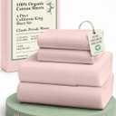 LANE LINEN 100% Organic Cotton Fully Elasticized California King Sheet Set, Low Pilling Fade Resistant Machine Washable Naturally Cooling Mercerized Soft & Comfy Cotton Sheets Sepia Rose