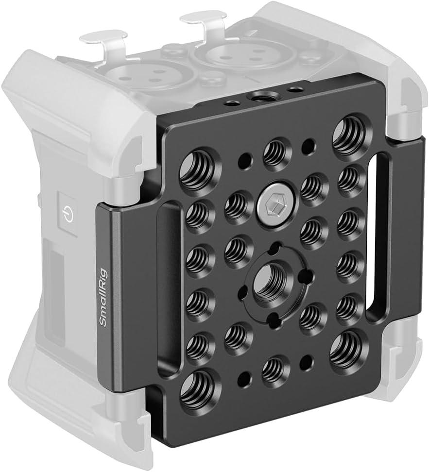 SMALLRIG Mounting Plate for Zoom F3 Recorde with 1/4"-20 Threaded Holes, 3/8"-16 Threaded Holes, and Locating Hole for ARRI, with Velcroes and Storage Bag, for Attaching Microphone Mounts - MD4883