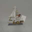 CoTa Global Mini Moonlight Sailboat - Handcrafted Wooden Boat, Perfect Model Sailboat Nautical Decor, Cute Beach Themed Home Decor, Mini Boat with Beach Shells for Bedroom - 5 Inch