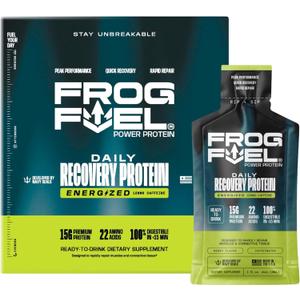 Frog Fuel Power Energized Protein Shot, 15g Protein Nano-Hydrolyzed Grass Fed Collagen, 120mg Caffeine, Fat & Sugar Free, 22 Amino Acids, 0 Carbs, Berry, 1 oz Packets, 24 Pack