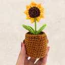 Gossby Positive Sunflower Doll Crochet with Card - Dad Thank You for Being My Rock - Gift for Dad from Daughter, Son, Kid - Fathers Day, Christmas, Birthday Gift - Sentimental Present Idea for Father