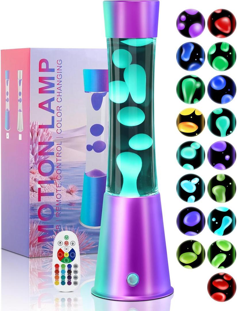 Besight 15.5" Liquid Motion Lamp 17 Color Changing Night Light with Remote, Classic LED Table Lamps for Kids Adults, Relaxing Nightlight for Bedroom Office Home Christmas Decor, Rainbow Gradient